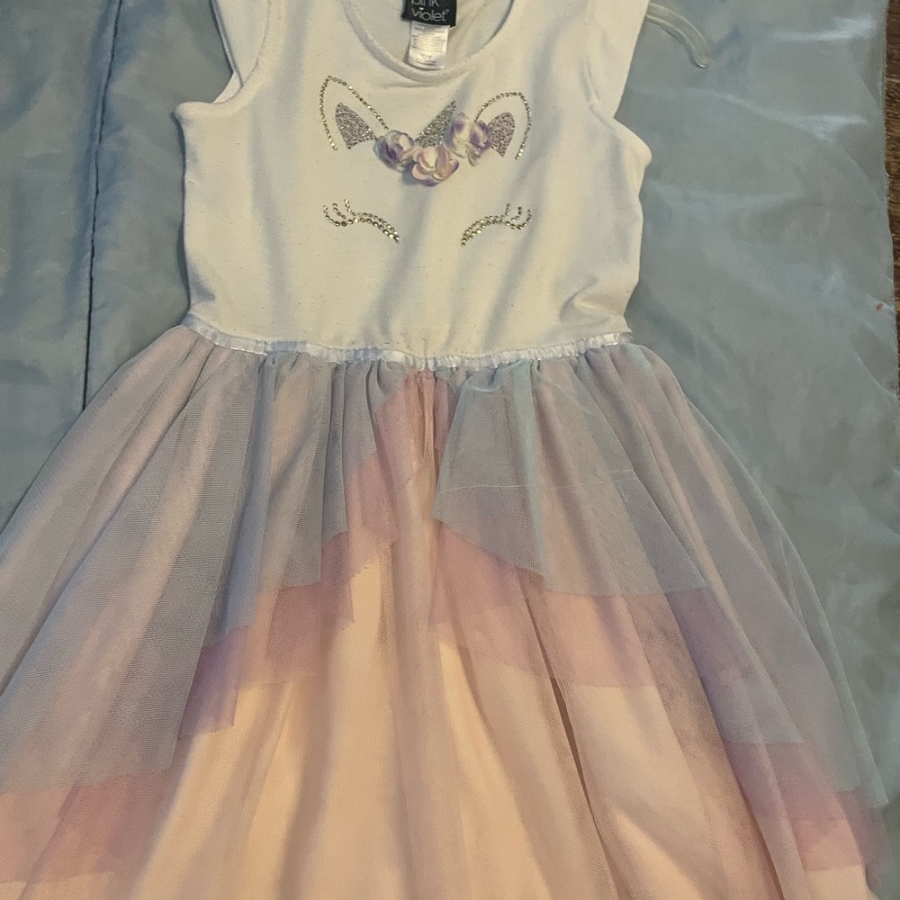 Pink Violet girls unicorn dress